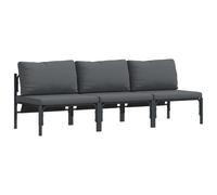 vidaXL Canapé d'extérieur 3 Places en Acier Anthracite, avec Tissu en Polyester et Coussins Gris Qui résistent aux UV. Les Housses se retirent Facilement grâce aux Zips et Les sièges sont en Mousse.