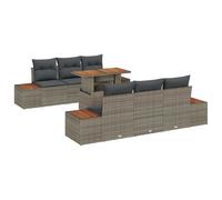 vidaXL Canapé d'extérieur 7 pièces en Poly rotin Gris, avec Coussins Super Confortables. Résistant aux intempéries, Parfait pour Le Patio, Le Balcon ou Le Jardin. Facile à Entretenir, C'est Le Meuble
