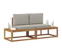 vidaXL Canapé d'extérieur en bout 2 Pièce Gris Naturel et Clair, Meubles de balcon, bois d'acacia moderne, design résistant aux intempéries, utilisation extérieure polyvalente, unité de détente confor