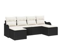 vidaXL Ensemble de canapé de jardin avec coussins 6 pcs noir Poly rotin