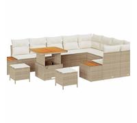vidaXL Canapé d'extérieur modulable avec Coussins crème et Blanc en Poly rotin, Pieds réglables, résistant aux intempéries. C'est Un Grand siège de Patio Durable, Facile à Nettoyer. Parfait pour Le j