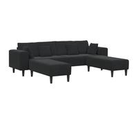 vidaXL Canapé en Velours avec Coussin 3 pcs Noir 208 cm Velours, Canapé en Velours Chic, sièges Modernes, Couchage résistant, Confortable Ensemble Designer pour Salon
