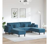 vidaXL Canapé en velours avec coussin avec oreiller 3 pcs Bleu 208 cm Velours