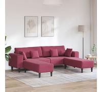 vidaXL Canapé en velours avec coussin avec oreiller 3 pcs Bordeaux 208 cm Velours