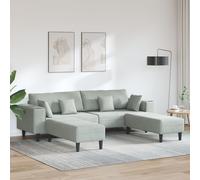 Vidaxl Canapé En Velours Avec Coussin Avec Oreiller 3 Pcs Gris Clair 208 Cm Velours