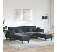 vidaXL Canapé en velours avec coussin avec oreiller 3 pcs Gris foncé 208 cm Velours