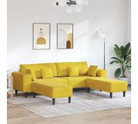 Vidaxl Canapé En Velours Avec Coussin Avec Oreiller 3 Pcs Jaune 208 Cm Velours