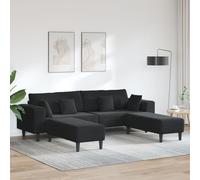 Vidaxl Canapé En Velours Avec Coussin Avec Oreiller 3 Pcs Noir 208 Cm Velours