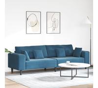 Vidaxl Canapé En Velours Avec Coussin Avec Oreiller Bleu 208 Cm Velours