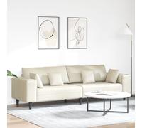 Vidaxl Canapé En Velours Avec Coussin Avec Oreiller Crème 208 Cm Velours