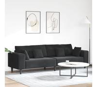 Vidaxl Canapé En Velours Avec Coussin Avec Oreiller Noir 208 Cm Velours
