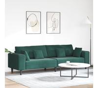 Vidaxl Canapé En Velours Avec Coussin Avec Oreiller Vert Foncé 208 Cm Velours