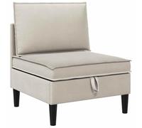 vidaXL Canapé intermédiaire avec rangement avoine velours, canapé ergonomique moderne, design rectangulaire, rangement large, meubles durables, sièges doux et confortables