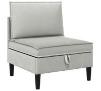 vidaXL Canapé intermédiaire avec rangement gris clair velours, canapé ergonomique moderne, design rectangulaire, rangement large, meubles durables, sièges doux et confortables