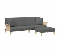 vidaXL Canapé-lit 2 places avec coussin et repose-pieds gris foncé velours