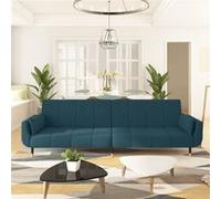 vidaXL Canapé-lit à 2 places avec deux oreillers Bleu Velours Bleu G
