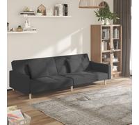 vidaXL Canapé-lit à 2 places avec deux oreillers – Tissu gris foncé