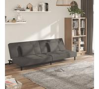 vidaXL Canapé‑lit à 2 places avec deux oreillers Velours Gris foncé