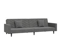 vidaXL Canapé-lit 2 places Lit de jour avec dossier, pieds et 2 oreillers Velours Gris foncé