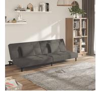 vidaXL Canapé‑lit à 2 places avec deux oreillers Velours Gris foncé