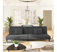 vidaXL Canapé-lit à 2 places avec deux oreillers Gris foncé Velours 375911