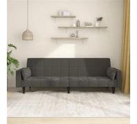 Vidaxl Canapé-Lit À 2 Places Avec Deux Oreillers Gris Foncé Velours Gris