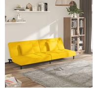 vidaXL Canapé-lit à 2 places avec deux oreillers Jaune Velours 375813
