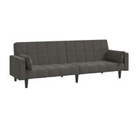 vidaXL Canapé-lit 2 places Velours Gris foncé avec 2 oreillers