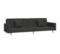 vidaXL Canapé-lit 2 places en tissu noir avec deux oreillers