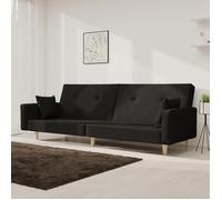 vidaXL Canapé-lit à 2 places 375743 – tissu noir avec 2 oreillers