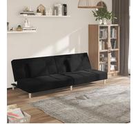 vidaXL Canapé-lit à 2 places avec deux oreillers noir tissu 375794