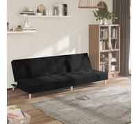 vidaXL Canapé-lit à 2 places avec deux oreillers noir tissu 375794