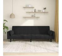 vidaXL Canapé-lit à 2 places 375850 – Velours noir avec deux oreillers