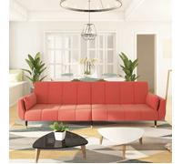 vidaXL Canapé-lit à 2 places avec deux oreillers Rose Velours