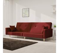 vidaXL Canapé-lit à 2 places avec deux oreillers – Tissu rouge bordeaux