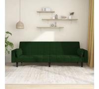 vidaXL – Canapé-lit 2 places 375849 – Velours, avec 2 oreillers – Vert foncé
