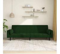 vidaXL – Canapé-lit 2 places 375849 – Velours, avec 2 oreillers – Vert foncé