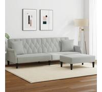 Vidaxl Canapé-Lit À 2 Places Avec Oreillers Et Repose-Pied Gris Clair Multicolore