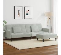 Vidaxl Canapé-Lit À 2 Places Avec Repose-Pied Gris Clair Velours Gris