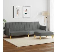 vidaXL Canapé-lit à 2 Places avec Repose-Pied, Lit d'Appoint, Lit d'Invité, Meuble de Salon Salle de Séjour Intérieur, Moderne, Gris Foncé Tissu