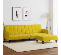 vidaXL Canapé-lit à 2 places avec repose-pied jaune velours, canapé-lit avec repose-pied, canapé-lit pliable, canapé-lit 2 places, canapé-lit de jour Jaune