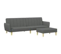 Vidaxl Canapé-Lit À 2 Places Avec Repose-Pied Gris Foncé Tissu Gris