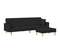 Vidaxl Canapé-Lit À 2 Places Avec Repose-Pied Noir Tissu Noir
