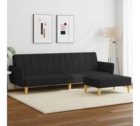 Vidaxl Canapé-Lit À 2 Places Avec Repose-Pied Noir Tissu Noir