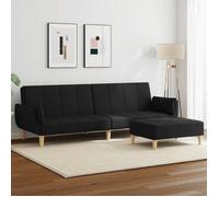 vidaXL Canapé-lit à 2 places avec repose-pied noir tissu, canapé-lit avec repose-pieds, canapé-lit pliable, canapé-lit 2 3258143