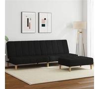 Vidaxl Canapé-Lit À 2 Places Avec Repose-Pied Noir Tissu Noir