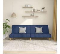vidaXL Canapé-lit à 2 places bleu tissu
