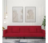 Canapé-lit à 2 places et deux oreillers Rouge bordeaux Velours