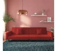 vidaXL Canapé-lit à 2 Places et Deux Oreillers, Lit de Jour avec Dossier, Lit d'Invité avec Pieds Chambre Salon, Moderne, Rouge Bordeaux Velours