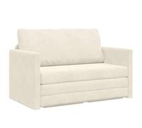 vidaXL Canapé-lit au Sol 2 en 1 Crème Velours Design Moderne Sièges Confortables Accueille 3 Personnes Idéal pour Salon Lounge Meuble Facile à Entretenir Convertible Gain de Place
